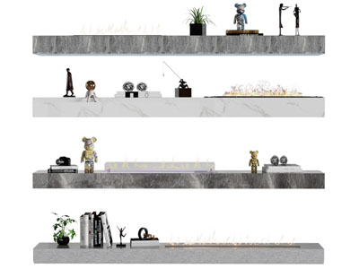 现代装饰壁炉火炉的电视柜 摆件组合