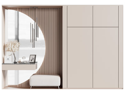 现代一体式衣柜 梳妆台