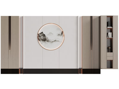 新中式背景墙3d模型 新中式背景墙