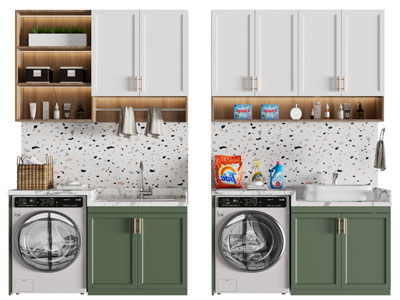 现代轻奢阳台洗衣机收纳柜