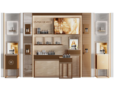 新中式化妆品展览展示墙