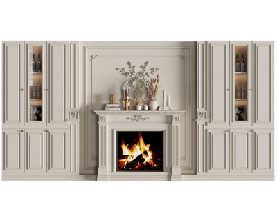 美式酒柜 壁炉火炉