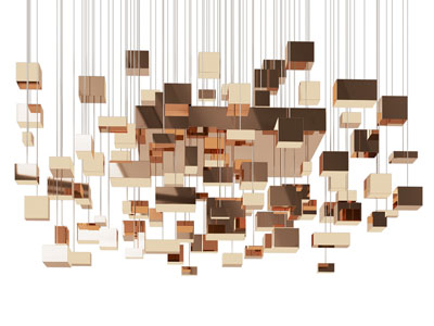 现代金属几何正方体吊灯