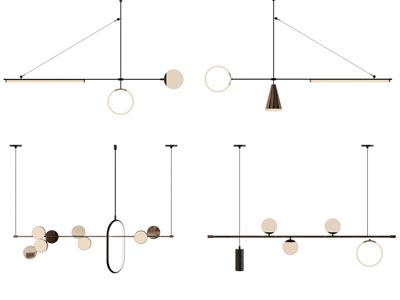 现代金属线条吊灯