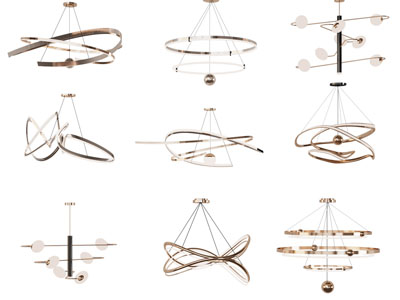 现代金属线条吊灯