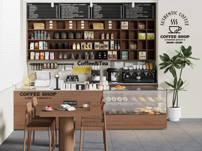 北欧实木咖啡厅吧台 餐桌椅组合