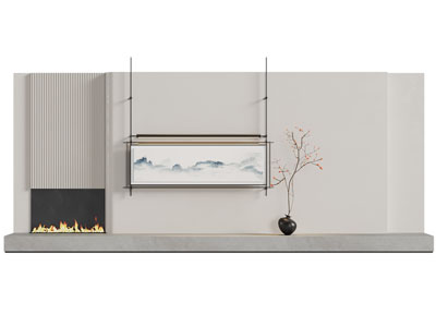 新中式电视背景墙3d模型 新中式电视背景墙