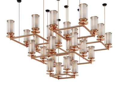 新中式柱形灯罩吊灯