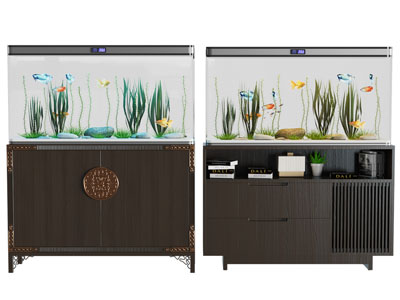 新中式实木收纳柜鱼缸水族