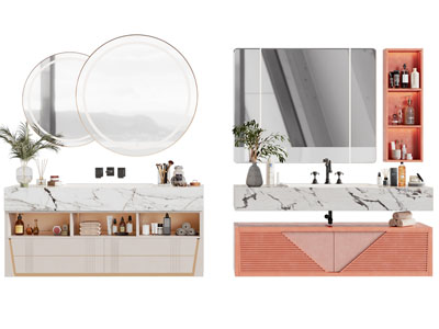 现代洗手台 镜子 浴室柜