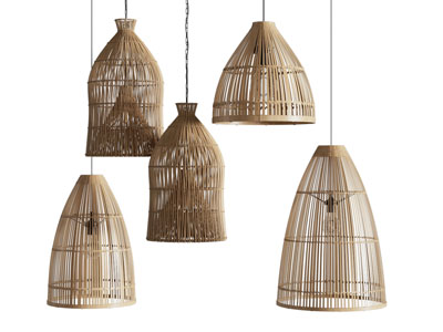 新中式民宿竹编灯罩吊灯