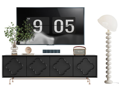 法式电视柜 电视 落地灯