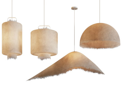 侘寂风毛边灯罩吊灯