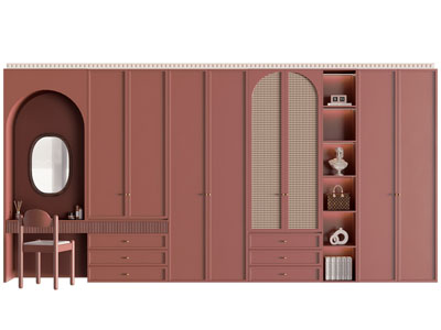 法式复古带梳妆台的衣柜3d模型 法式复古带梳妆台的衣柜