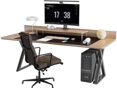 现代书桌椅组合3d模型 现代书桌椅组合