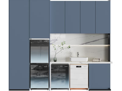 现代阳台洗衣机收纳柜