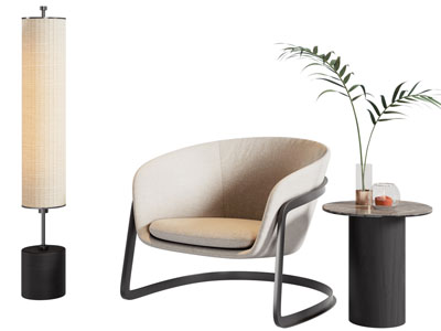 现代休闲椅子 落地灯 边几