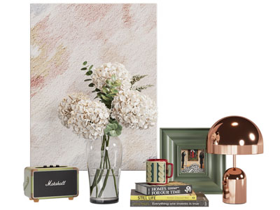 现代复古收音机 装饰画 台灯摆件组合