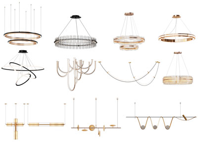 现代圆环 金属线条吊灯