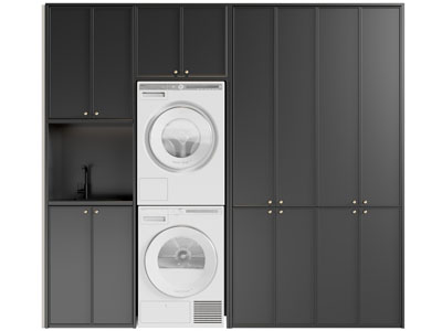 法式黑色阳台洗衣机收纳柜