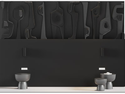 现代暗黑风床头背景墙 床头几3d模型 现代暗黑风床头背景墙 床头几