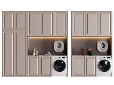 现代阳台洗衣机收纳柜