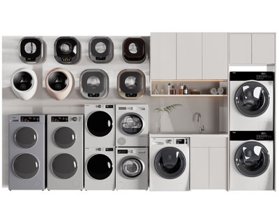 现代洗衣机 烘干机收纳柜
