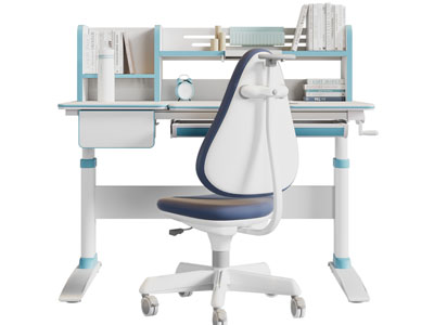 现代可升降学生学习桌 书桌椅组合3d模型 现代可升降学生学习桌 书桌椅组合