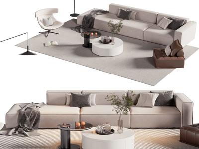 现代多人沙发 休闲椅子 茶几组合