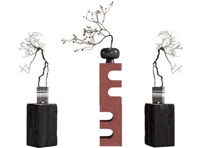 侘寂风花瓶花卉摆件组合