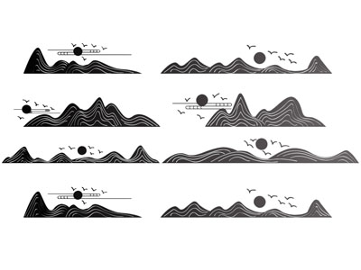 新中式山脉剪影 墙饰