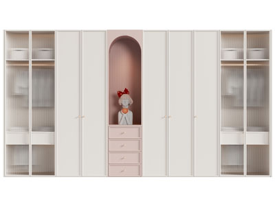 法式玻璃柜门的衣柜3d模型 法式玻璃柜门的衣柜