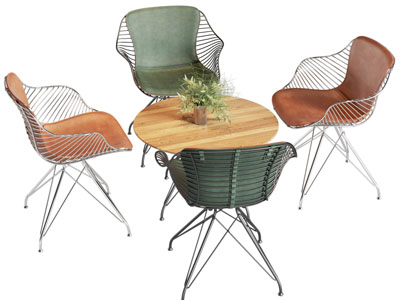 现代休闲圆形桌椅组合