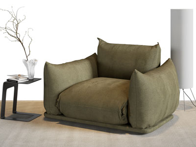 新中式单人沙发 边几