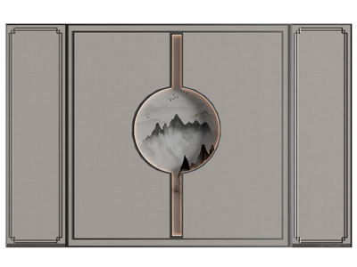 新中式背景墙3d模型 新中式背景墙