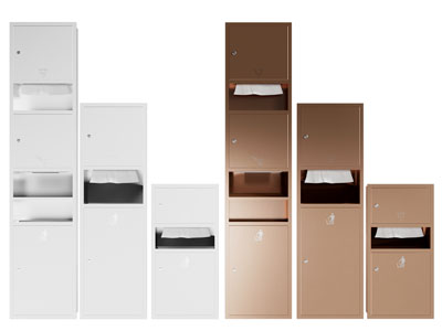 现代公共卫生间暗装三合一垃圾桶