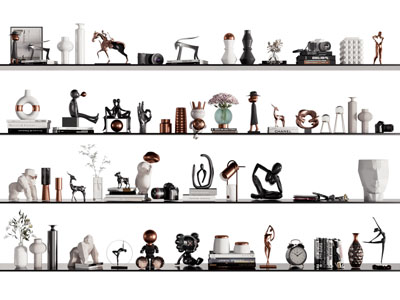 现代雕塑雕刻摆件组合3d模型 现代雕塑雕刻摆件组合