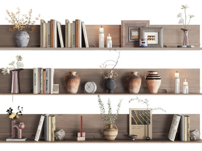 侘寂风书本 陶艺花瓶花卉摆件组合