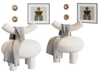 侘寂风休闲椅子 装饰挂画