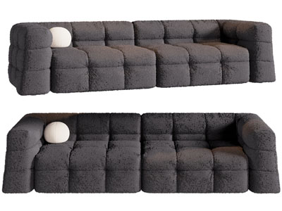 现代布艺多人沙发