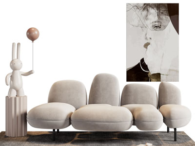 后现代布艺多人沙发 雕塑摆件