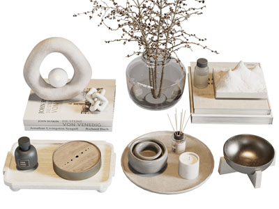 侘寂风书本 花瓶花卉 饰品摆件组合