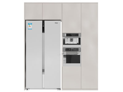 现代电冰箱 烤箱 咖啡机高柜3d模型 现代电冰箱 烤箱 咖啡机高柜