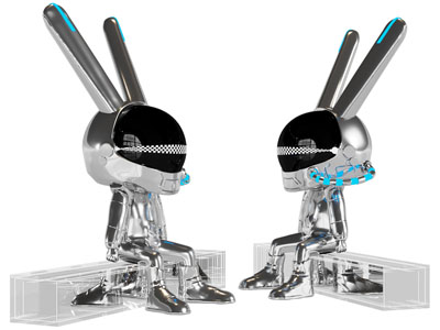 后现代金属兔子雕塑雕刻摆件组合3d模型 后现代金属兔子雕塑雕刻摆件组合