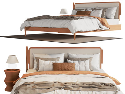 北欧实木双人床 床头柜