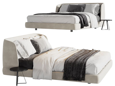 现代布艺双人床