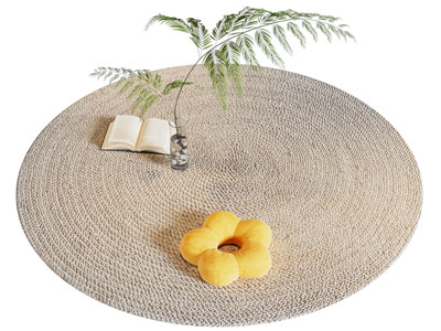 侘寂风圆形草编地毯3d模型 侘寂风圆形草编地毯