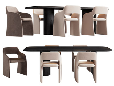 现代长方形餐桌椅组合