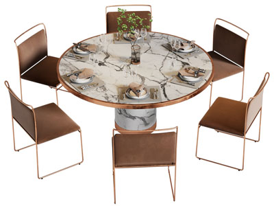 现代圆形餐桌椅组合