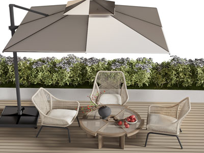 现代户外庭院遮阳伞 休闲椅子 茶几组合